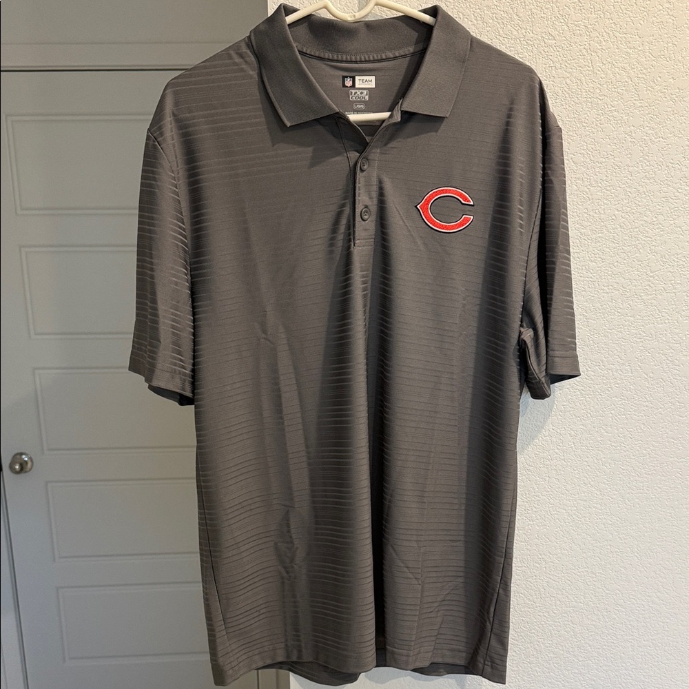 NFL Gray Polo Shirt with Red Emblem CHICAGO BEARS
